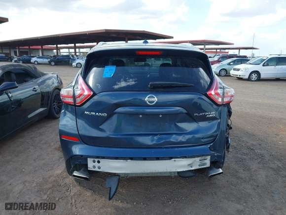 2015 Nissan Murano Platinum with VIN 5N1AZ2MH0FN230862, listed as a IAAI auction lot 41960661 with 136,724 mi miles. Bid and sale history available at carsss.com. Image 16.