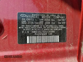 2013 Hyundai Elantra with VIN KMHD35LE5DU136986, listed as a Copart auction lot 60551325 with 66,355 mi miles and Salvage title. Bid and sale history available at DreamBid. Image 12.