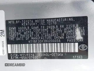 2011 Toyota Camry LE z VIN 4T1BF3EK3BU200056, wystawiony jako IAAI lot #42467171 z przebiegiem 242 129 mil mil oraz . Historia ofert i sprzedaży dostępna na DreamBid. Obrazek 9.