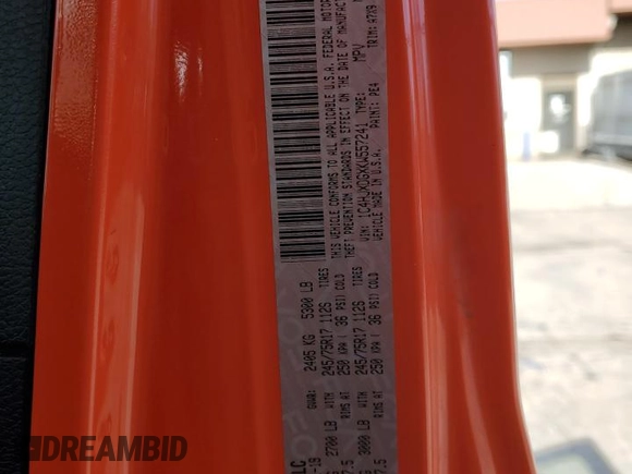 2019 Jeep Wrangler Unlimited Sport S with VIN 1C4HJXDGXKW557241, listed as a Copart auction lot 52485164 with 59,798 mi miles and Salvage title. Bid and sale history available at DreamBid. Image 14.
