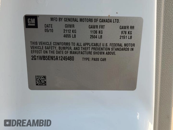 2010 Chevrolet Impala LT with VIN 2G1WB5EN5A1249480, listed as a Copart auction lot 42857095 with 151,593 mi miles and Salvage Title. Bid and sale history available at DreamBid. Image 12.