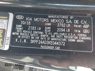 2019 Kia Forte LXS z VIN 3KPF24AD3KE044372, wystawiony jako IAAI lot #42333141 z przebiegiem 72 875 mil mil oraz . Historia ofert i sprzedaży dostępna na DreamBid. Obrazek 9.