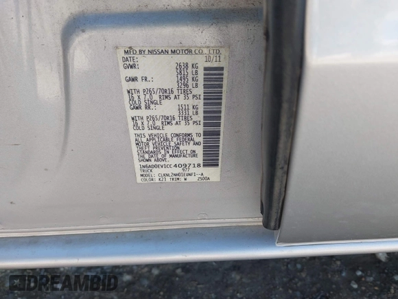 2012 Nissan Frontier SV z VIN 1N6AD0EV1CC409718, wystawiony jako IAAI lot #42278029 z przebiegiem 136 216 mil mil oraz . Historia ofert i sprzedaży dostępna na DreamBid. Obrazek 9.