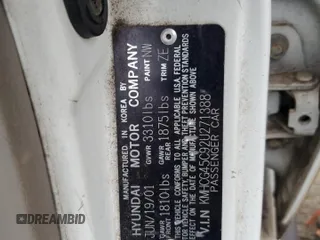 2002 Hyundai Accent GL with VIN KMHCG45C92U271388, listed as a Copart auction lot 85925124 with 98,390 mi miles and Salvage Title. Bid and sale history available at carsss.com. Image 12.