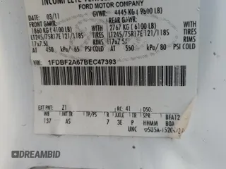 2011 Ford F-250 XL z VIN 1FDBF2A67BEC47393, wystawiony jako Copart lot #55200095 z przebiegiem 65 588 mil mil oraz Szkoda całkowita • Salvage title. Historia ofert i sprzedaży dostępna na DreamBid. Obrazek 12.