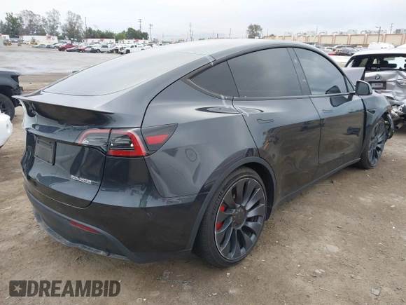 2024 Tesla Model Y Performance with VIN 7SAYGDEF7RF053265, listed as a IAAI auction lot 42132172 with 17,102 mi miles and . Bid and sale history available at DreamBid. Image 4.