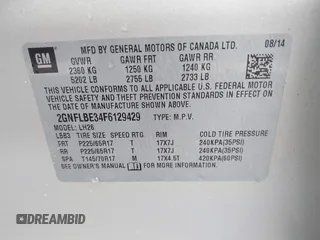 2015 Chevrolet Equinox LT with VIN 2GNFLBE34F6129429, listed as a IAAI auction lot 41732936 with 95,198 mi miles and . Bid and sale history available at carsss.com. Image 9.