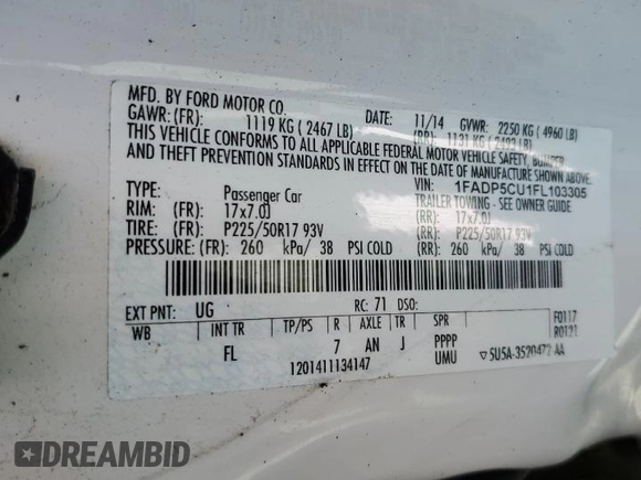 2015 Ford C-Max SEL z VIN 1FADP5CU1FL103305, wystawiony jako Copart lot #59980695 z przebiegiem 118 972 mil mil oraz Szkoda całkowita • Salvage title. Historia ofert i sprzedaży dostępna na DreamBid. Obrazek 12.