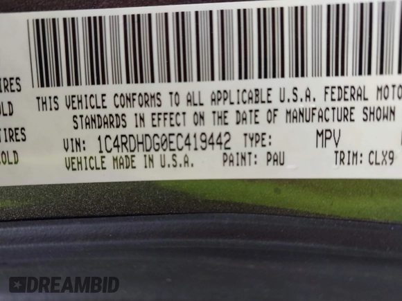 2014 Dodge Durango Limited с VIN 1C4RDHDG0EC419442, выставлен на аукционе IAAI как лот 42837660 с пробегом 201 825 миль миль и . История ставок и продаж доступна на DreamBid. Изображение 9.