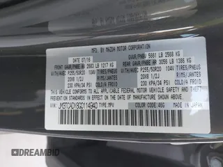 2016 Mazda CX-9 Grand Touring with VIN JM3TCADY8G0114940, listed as a IAAI auction lot 40701187 with 112,311 mi miles and . Bid and sale history available at DreamBid. Image 9.