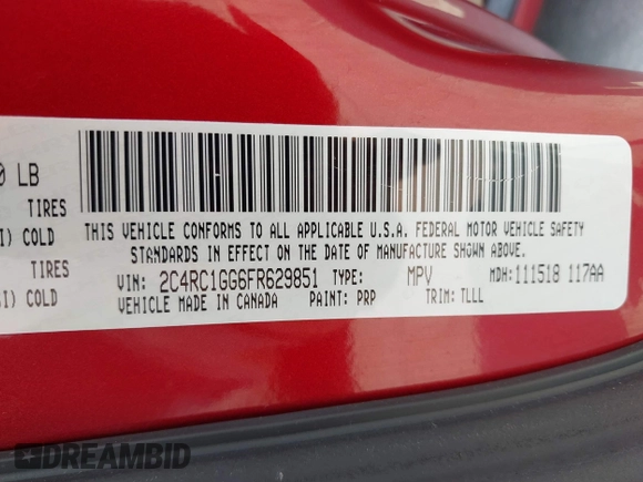 2015 Chrysler Town & Country Limited Platinum with VIN 2C4RC1GG6FR629851, listed as a IAAI auction lot 41903953 with 174,066 mi miles. Bid and sale history available at carsss.com. Image 9.