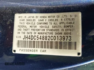 2002 Acura RSX Auto z VIN JH4DC54882C013973, wystawiony jako IAAI lot #42421173 z przebiegiem 302 530 mil mil oraz . Historia ofert i sprzedaży dostępna na DreamBid. Obrazek 9.