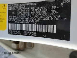 2008 Toyota Highlander z VIN JTEDS41AX82043508, wystawiony jako Copart lot #57264865 z przebiegiem 231 938 mil mil oraz Szkoda całkowita • Salvage title. Historia ofert i sprzedaży dostępna na DreamBid. Obrazek 12.
