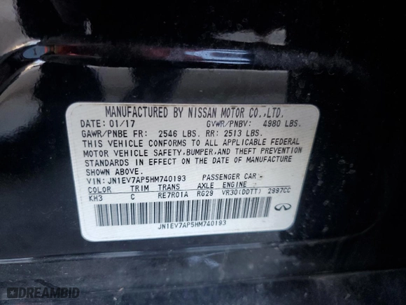2017 Infiniti Q50 3.0t Premium with VIN JN1EV7AP5HM740193, listed as a Copart auction lot 82031294 with NaN miles and Salvage Title. Bid and sale history available at carsss.com. Image 13.