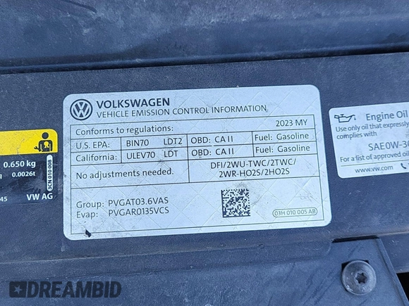 2023 Volkswagen Atlas SE z VIN 1V2HR2CA5PC526012, wystawiony jako IAAI lot #42796408 z przebiegiem 41 216 mil mil oraz . Historia ofert i sprzedaży dostępna na DreamBid. Obrazek 3.