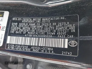 2012 Toyota Camry L z VIN 4T1BF1FK2CU065558, wystawiony jako IAAI lot #42338929 z przebiegiem 158 269 mil mil oraz . Historia ofert i sprzedaży dostępna na DreamBid. Obrazek 9.