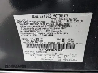 2013 Ford Taurus Limited with VIN 1FAHP2F84DG220283, listed as a IAAI auction lot 40045974 with 155,409 mi miles and . Bid and sale history available at DreamBid. Image 9.