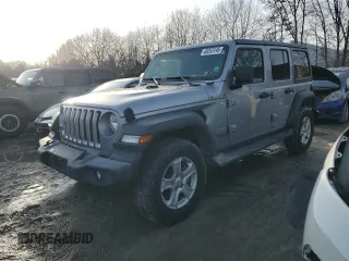 2018 Jeep Wrangler Unlimited Sport z VIN 1C4HJXDN0JW302837, wystawiony jako Copart lot #46253145 z przebiegiem 62 256 mil mil oraz Szkody całkowita. Historia ofert i sprzedaży dostępna na DreamBid. Obrazek 1.