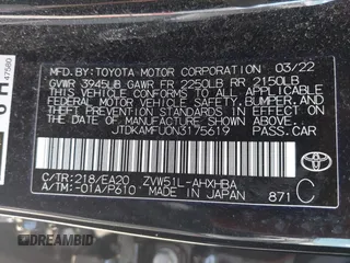 2022 Toyota Prius L Eco with VIN JTDKAMFU0N3175619, listed as a IAAI auction lot 42098135 with 72,984 mi miles and . Bid and sale history available at DreamBid. Image 9.