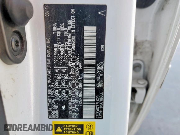 2013 Lexus RX 350 with VIN 2T2ZK1BA2DC095617, listed as a Copart auction lot 50655415 with 108,851 mi miles and Salvage Title. Bid and sale history available at DreamBid. Image 13.
