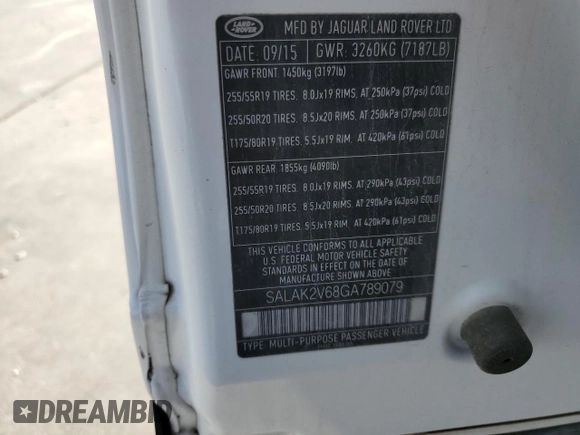 2016 Land Rover LR4 HSE Lux with VIN SALAK2V68GA789079, listed as a Copart auction lot 80555494 with 157,427 mi miles and Salvage Title. Bid and sale history available at DreamBid. Image 13.