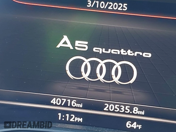 2019 Audi A5 Sportback Premium Plus with VIN WAUBNCF53KA023202, listed as a IAAI auction lot 41749214 with 40,716 mi miles and . Bid and sale history available at DreamBid. Image 16.