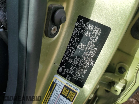 2013 Kia Soul + with VIN KNDJT2A6XD7492558, listed as a Copart auction lot 49916135 with 54,266 mi miles and Salvage Title. Bid and sale history available at DreamBid. Image 14.