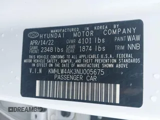 2022 Hyundai Elantra z VIN KMHLW4AK3NU005675, wystawiony jako IAAI lot #39829654 z przebiegiem 26 630 mil mil oraz . Historia ofert i sprzedaży dostępna na DreamBid. Obrazek 9.