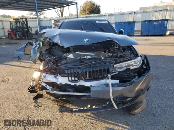 2021 BMW 3 Series 330i with VIN 3MW5R1J04M8B79460, listed as a Copart auction lot 43858055 with 0 mi miles and Salvage Title. Bid and sale history available at carsss.com. Image 5.