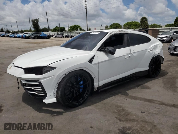 2019 Lamborghini Urus z VIN ZPBUA1ZL1KLA01041, wystawiony jako Copart lot #56124235 z przebiegiem Nie podano mil oraz Tytuł czysty. Historia ofert i sprzedaży dostępna na DreamBid. Obrazek 1.