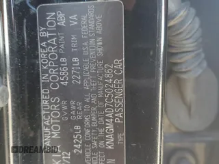2012 Kia Optima Hybrid with VIN KNAGM4AD7C5024862, listed as a Copart auction lot 53484245 with 132,583 mi miles and Salvage Title. Bid and sale history available at carsss.com. Image 12.