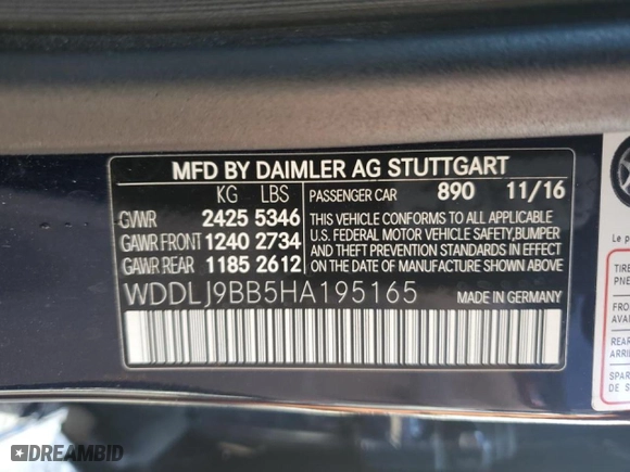 2017 Mercedes-Benz CLS with VIN WDDLJ9BB5HA195165, listed as a Copart auction lot 44381195 with 42,686 mi miles and Salvage Title. Bid and sale history available at carsss.com. Image 13.