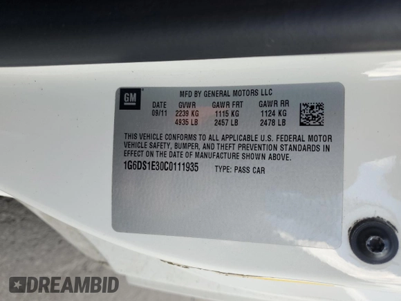 2012 Cadillac CTS Premium with VIN 1G6DS1E30C0111935, listed as a Copart auction lot 61951525 with 148,241 mi miles and Salvage title. Bid and sale history available at DreamBid. Image 13.