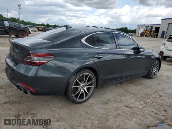 2022 Genesis G70 2.0T with VIN KMTG34TAXNU086582, listed as a Copart auction lot 55754305 with 69,711 mi miles and Salvage title. Bid and sale history available at DreamBid. Image 3.