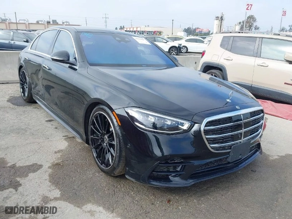 2022 Mercedes-Benz S-Class S 580 with VIN W1K6G7GB0NA155340, listed as a IAAI auction lot 41931827 with 26,809 mi miles. Bid and sale history available at carsss.com. Image 1.