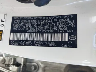 2018 Toyota Prius Two with VIN JTDKBRFU7J3063887, listed as a IAAI auction lot 41938978 with 220,771 mi miles. Bid and sale history available at carsss.com. Image 9.