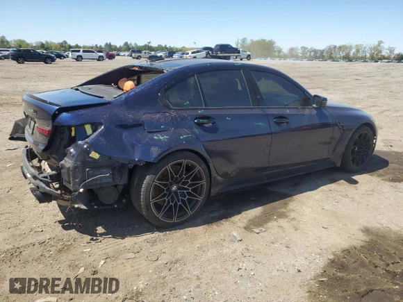 2022 BMW M3 Competition xDrive with VIN WBS43AY05NFL68593, listed as a Copart auction lot 53489645 with 44,039 mi miles and Salvage title. Bid and sale history available at DreamBid. Image 3.