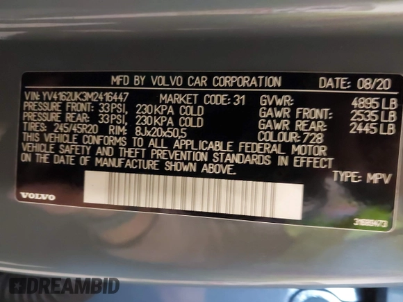 2021 Volvo XC40 Momentum z VIN YV4162UK3M2416447, wystawiony jako IAAI lot #41923981 z przebiegiem 28 654 mil mil oraz . Historia ofert i sprzedaży dostępna na DreamBid. Obrazek 9.