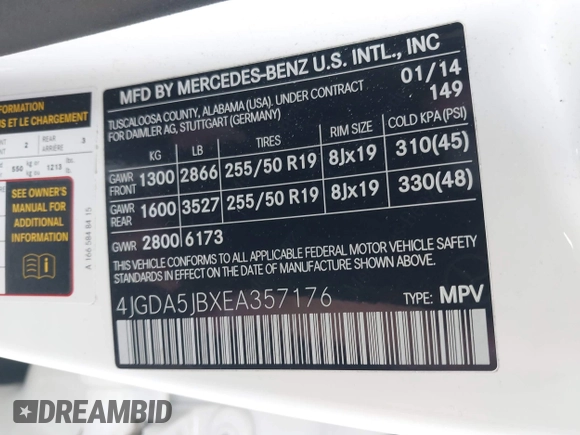 2014 Mercedes-Benz M 350 с VIN 4JGDA5JBXEA357176, выставлен на аукционе IAAI как лот 42289923 с пробегом 192 886 миль миль и . История ставок и продаж доступна на DreamBid. Изображение 9.