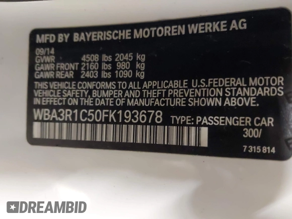 2015 BMW 4 Series 435i с VIN WBA3R1C50FK193678, выставлен на аукционе IAAI как лот 41603410 с пробегом 118 318 миль миль и . История ставок и продаж доступна на DreamBid. Изображение 9.