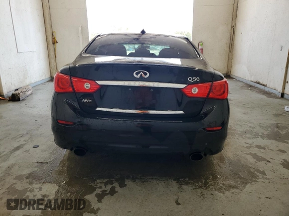2016 Infiniti Q50 with VIN JN1EV7AR0GM341143, listed as a Copart auction lot 52911345 with 93,663 mi miles and Salvage Title. Bid and sale history available at DreamBid. Image 6.
