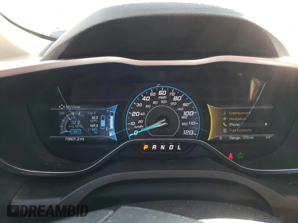 2016 Ford C-Max Energi SEL with VIN 1FADP5CUXGL114403, listed as a Copart auction lot 47727214 with 75,601 mi miles and Salvage Title. Bid and sale history available at carsss.com. Image 9.