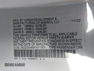 2023 Acura Integra Technology with VIN 19UDE4H66PA011805, listed as a IAAI auction lot 41816464 with 32,753 mi miles and . Bid and sale history available at carsss.com. Image 9.