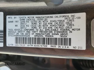 2010 Toyota Tacoma PreRunner with VIN 5TEJU4GNXAZ693226, listed as a Copart auction lot 54715525 with 176,874 mi miles and Salvage Title. Bid and sale history available at DreamBid. Image 12.