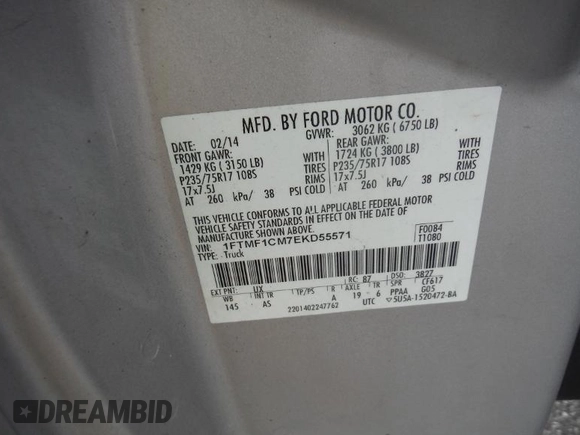 2014 Ford F-150 XL с VIN 1FTMF1CM7EKD55571, выставлен на аукционе IAAI как лот 42524157 с пробегом 154 244 миль миль и . История ставок и продаж доступна на DreamBid. Изображение 2.