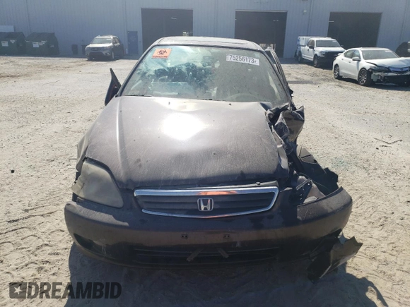 2000 Honda Civic EX with VIN 2HGEJ864XYH528956, listed as a Copart auction lot 75256173 with 206,261 mi miles and Salvage Title. Bid and sale history available at carsss.com. Image 5.