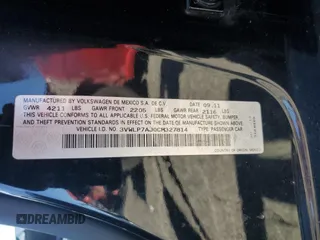 2012 Volkswagen Jetta SEL with VIN 3VWLP7AJ0CM327814, listed as a Copart auction lot 52235685 with 97,705 mi miles and Salvage title. Bid and sale history available at DreamBid. Image 12.