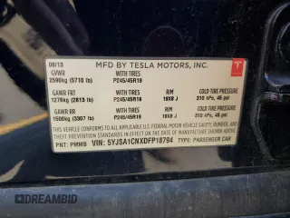 2013 Tesla Model S z VIN 5YJSA1CNXDFP18794, wystawiony jako Copart lot #65090105 z przebiegiem 168 102 mil mil oraz Czysty tytuł • Clean title. Historia ofert i sprzedaży dostępna na DreamBid. Obrazek 12.