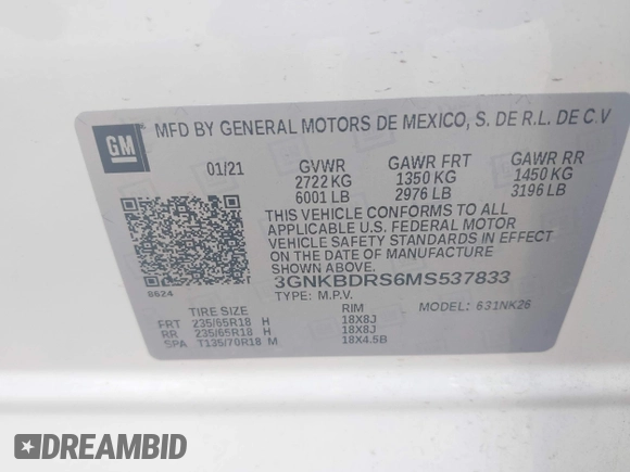 2021 Chevrolet Blazer LT z VIN 3GNKBDRS6MS537833, wystawiony jako IAAI lot #42138082 z przebiegiem 77 067 mil mil oraz . Historia ofert i sprzedaży dostępna na DreamBid. Obrazek 9.