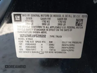 2015 GMC Sierra 1500 Denali with VIN 3GTU2WEJ9FG295202, listed as a IAAI auction lot 42046744 with 134,120 mi miles and . Bid and sale history available at DreamBid. Image 9.